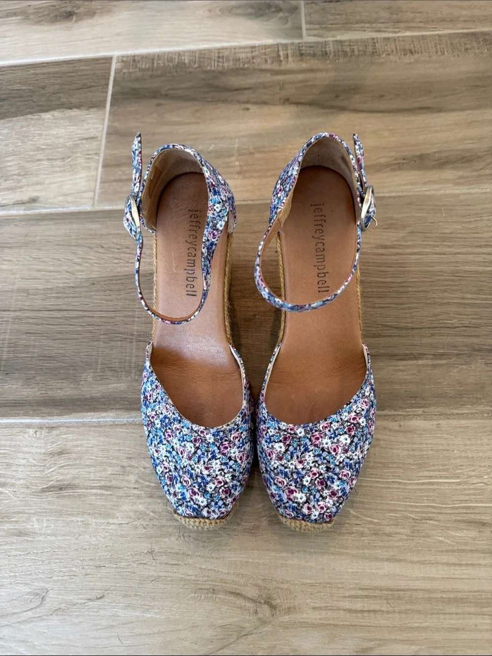 Jeffrey Campbell 38 Adorra floral espadrille wedge shoes